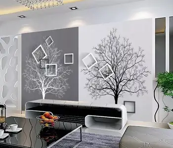 Personalizate 3d Murală Fundal Negru și alb copac simplu 3D TV de perete de fundal 3d pictura Murala Pentru Camera de zi