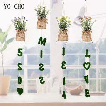 YO CHO 1 BUC Verde Aartificial Flori Pentru Petrecerea de Nunta DIY Iarbă Artificială Agățat de Plante Decor Acasă Ghivece Și Litere