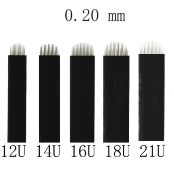 100buc Negru 0,20 mm 12U 14U 16U 18U 21U 18 forma de U, Forma Lamei Ace Pentru Manual Pen Pigment Utilizat Tatuaj de Sprâncene Permanente Machiaj Instrument