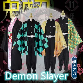 Anime Demon Slayer Kimetsu Nu Yaiba Cosplay Costum Kamado Tanjirou Kamado Nezuko Agatsuma Zenitsu Tomioka Giyuu Costum Seturi