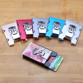 2019 Noul Mini Carte de Titularul Portofel din Aliaj de Aluminiu Bărbați de Credit, Carte de IDENTITATE Caz Mică Pungă Subțire de Metal Card Cutie cu Dolarul Clip