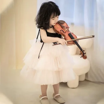 Fetelor Vioara Performanță Petrecere De Ziua De Vara Concert De Ani, Copiii Draga Elegantă Prințesă Străină Vânt Pufos Tifon