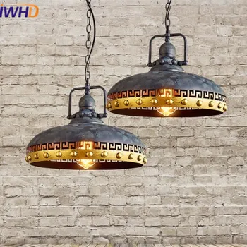IWHD Stil American Retro Vintage Capac Lampă de Pandantiv Loft Industrial Corpuri de iluminat Edison Becul Lămpii Pentru Dormitor de Iluminat Acasă