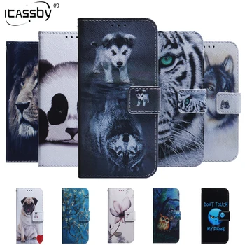 Pentru Samsung Galaxy S10 Plus S10e Caz Lup Panda Magnetic Flip Cover Portofel Pentru Samsung Galaxy S10+ S10 Plus S10E Coque Caz