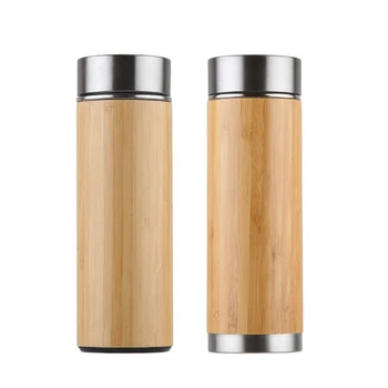 UPORS 450ml de Bambus Termos din Oțel Inoxidabil cu Ceai Infuser BPA Gratuit Izolate Cafea Pahar anti Scurgere cu Capac Cana Termos