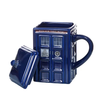 Doctor Who Tardis De Poliție Cutie Cana De Cafea Cana Ceramica Cu Capac Pentru Ceai Lapte Cani Creative Cadouri De Crăciun Pentru Copii