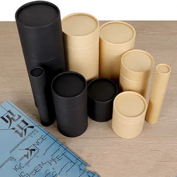 20buc Fabrică loc de en-gros negru kraft hârtie tub de ceai poate sticlă de vin creion tub tub de hârtie de pictură tub de ulei esențial tub