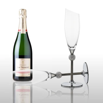 Unghi Pahar de Șampanie Set de 2 Mână cu sufletul la gură Fluiere Ochelari Elegante pentru Femei și Bărbați Aniversare de Nunta de Craciun