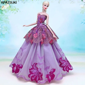 Violet Dantelă Florale Multi-strat de Rochie de Mireasa Pentru Barbie Papusa Haine Costume Petrecere, Rochie De 1/6 BJD Papusi Accesorii Jucarii