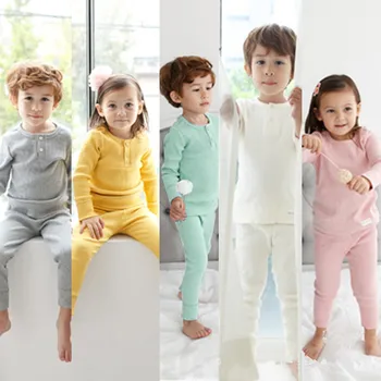 Copii Copii Lenjerie De Corp Din Bumbac Haine De Acasă 2 Bucata Set De Pijama Solid Bottom Cămașă De Noapte De Toamna Sleepwear