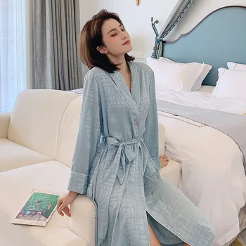FZSLCYIYI Carouri de Moda pentru Femei de Primăvară Kimono-Halat Doamna Raionul Baie Halat Yukata camasa de noapte, Pijamale Sleepshirts Pijama Mujer