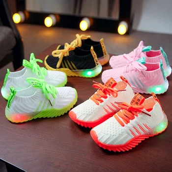 Copiii Condus Adidasi Copii Casual Led-Pantofi Slip-on Respirabil Copii Șosete Luminoase Pantofi Non-alunecare de Băieți Fete Sport Pantofi de Lumină