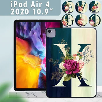 Tableta Caz pentru Apple IPad Air 4 10.9 Inch 2020 Flori Scrisoare Serie Tableta Coajă Tare de Înaltă Calitate Anti-toamna Caz + Stylus Gratis