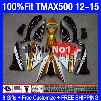 Injecție Pentru YAMAHA MAX-500 TMAX500 TMAX MAX 500 171MC.14 MAX500 T-MAX500 12 13 14 15 2012 2013 2014 2015 Carenaj alb aur