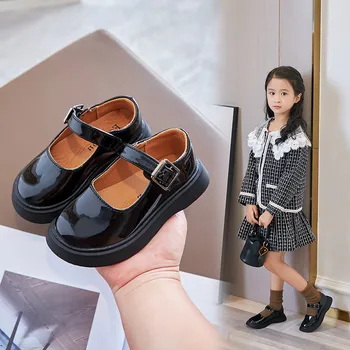 Fete Pantofi Negri din Piele Pentru Copii de Școală Printesa de Performanță Pantofi Student Rochie Albă, Pantofi Copii Chaussure Fille 3-15T