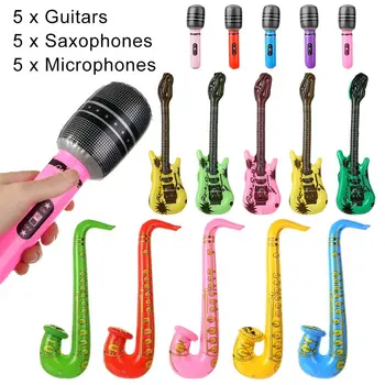 5 Microfoane Petrecere 5 Saxofoane Gonflabile Instrumente De Jucărie Muzică Baloane Set De Simulare Instrument Lovitură Pachet Set