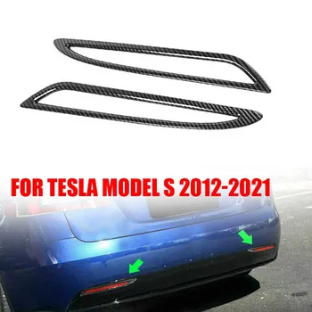 2Pc Fibra de Carbon de Ceață Spate Lampă Lumină Benzi Trim Fit Pentru Tesla Model S 2012-2021