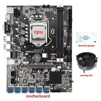 B75 12 GPU Mining Placa de baza+PROCESOR+Ventilator de Răcire+pasta Termică 12 USB3.0 Să PCIE1X Slot LGA1155 DDR3, SATA3.0 Pentru BTC/ETH