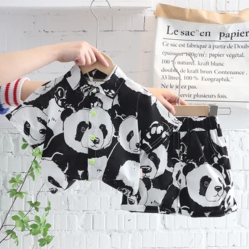 Haine Pentru Sugari 2022 Vara Baieti Seturi De Îmbrăcăminte Pentru Copii Trening Desene Animate Panda Maneca Scurta Baby Tricou, Pantaloni Scurți Copii Haine