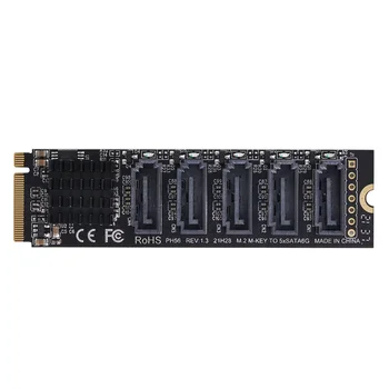 Cablecc unitati solid state NVME M-Cheia PCI Express SATA 3.0 6Gbps 5 Porturi Adaptor Convertor Hard Disk Card de Extensie JMB585 2280