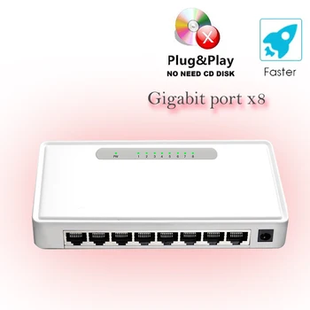 8 port gigabit switch 1000M 8 uplink Gigabit Desktop Rețea Ethernet Gigabit Hub Șunt Hub/Full sau Half duplex de Schimb Adaptor