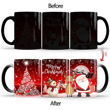 Crăciun de Schimbare a Culorii Cana de Creație Ceramică Termică Magic Cafea cu Lapte Ceașcă de Ceai Cană de Bărbați Și Femei Cana