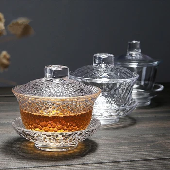 Realizate manual din Sticlă rezistente la Căldură Gaiwan Stil Japonez Kung Fu Castron de Ceai Ecologic Portabil Set de Ceai Ceainic de Sticlă Fierbător 130ml