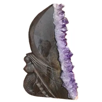 100-120mm Prime Naturale Ametist Fata de Cuarț Violet Cluster de Cristal Pietre de Vindecare Specimen de Mână sculptate ornamente pentru cadouri