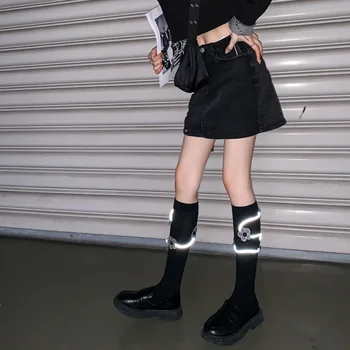 Japoneze Punk Întuneric Picior Ciorapi de Personalitate Nișă Reflectorizante Frânghie și Șosete până la Genunchi Stradă Dulce și Rece Fata Mare Sosete de Bumbac