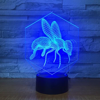 7 Schimbare de Culoare 3D Led Lampă de Albine Forma Birou Lampă de Masă Decor Dormitor Atmosfere Lumina de Noapte de Somn Copil Corpuri de iluminat
