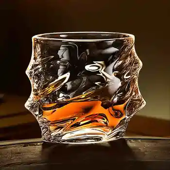 Neregulate În Formă De Cristal De Sticlă De Whisky Cupa Răsucite Pahar De Brandy Pahar De Vin, Gin Cupa Rom Pub Drinkware Aniversare Recepție
