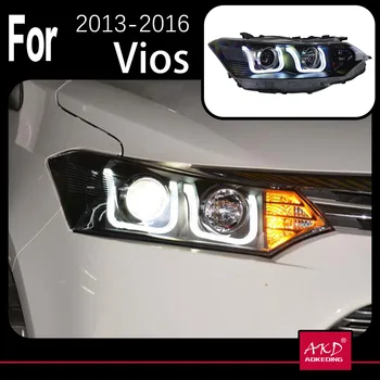 AKD Model de Masina Faruri Pentru Toyota VIOS Faruri LED DRL lumini Bi-Xenon Fascicul proiectoare Ceata angel eyes Auto nivele