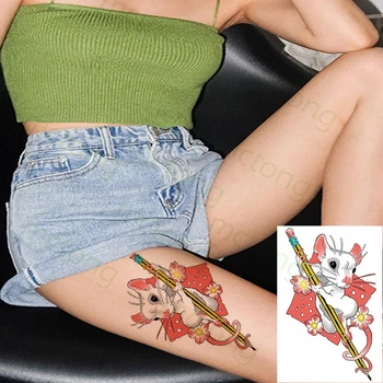 Tatuaj temporar Autocolant Mouse-ul Brânză Creion de Flori de Arta Corp de Apă rezistent la apa Transfer Tatuaj Fals Flash Tatuaj pentru Femei Barbati