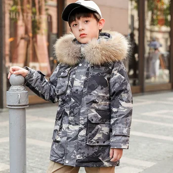 Nouă Copii Iarna rusească în Jos Jacheta pentru Big Boy Cald Gros cu Gluga Hanorac Copii blana naturala Teen îmbrăcăminte Îmbrăcăminte îmbrăcăminte