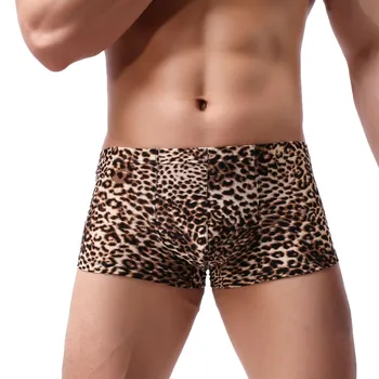 Barbati Lenjerie De Boxeri Sexy Respirabil Leopard Mascul Boxer Pantaloni Scurți, Trunchiuri De Naștere Scăzut De Chiloți Penis Husă Sleepwear Pantalon Hombre Bărbați