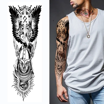 Tatuaj Temporar Mare Tatuaj Temporar De Unică Folosință Impermeabil Tatuaj Tatuaj Negru Rafinat Lup, Tigru Animal Totem Bărbați Prod