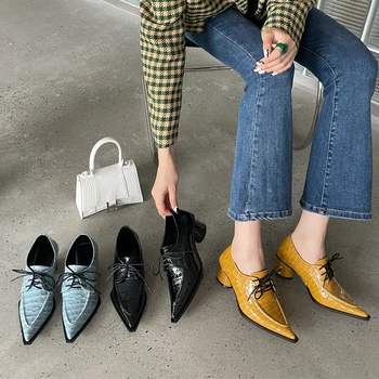 Toc indesata Unic Pantofi Femei Pompe de Moda Rotund Scăzut Doamnelor Sandale Subliniat Toe Slip de pe Oxford Casual Office de Pantofi