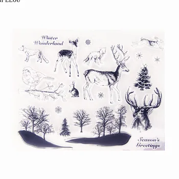 PANFELOU cerb pădure Transparente din Cauciuc Siliconic Clar Timbre de desene animate pentru Scrapbooking/DIY Paști album de nunta
