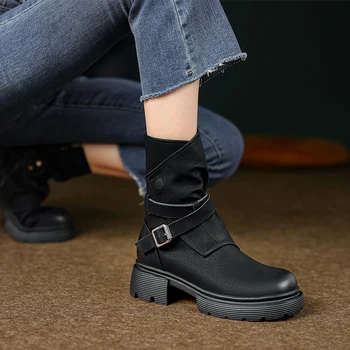 Pantofi de iarnă 2022 Gros cu talpi de Pantofi Casual pentru Femei Confortabile, Catarama Cizme Scurte cu Fermoar Scule Cizme All-meci