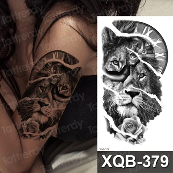 Impermeabil Tatuaj Temporar Autocolant Lup, Tigru, Leu Tatuaje Craniu de Pasăre Body Art Brațul Fals Maneci Tatuaj Femei Bărbați ceas Mecanic