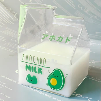 Japonez Sticlă De Lapte Cupa Pătrat Transparent Capsuni Mic-Dejun Ceașcă Mare Valoare A Paielor De Băut Din Cutie