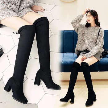 Over-the-genunchi Cizme Femei, Cizme Frumos Pop Femei Pantofi Platforma Tocuri Înalte Genunchi-Cizme de Iarna pentru Femeie Cizme Plus Dimensiune