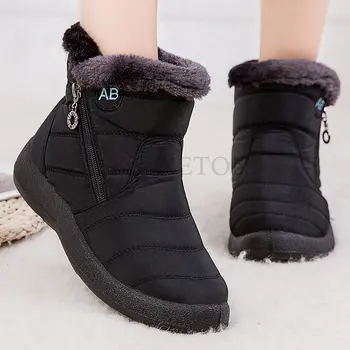 Gros De Iarna Cu Talpi De Zapada Ghete Femei Casual Lumina Glezna Blană Cald De Înaltă Partea De Sus Cu Fermoar-Negru Pantofi 2022 Noi