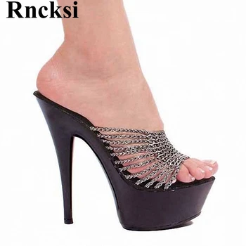 Rncksi Dans Pol Ciucure Nou Sexy Femei 15CM Toc Înalt Ultra Clar Platforme Model de Pantofi, Nunta Dans Pol Papuci