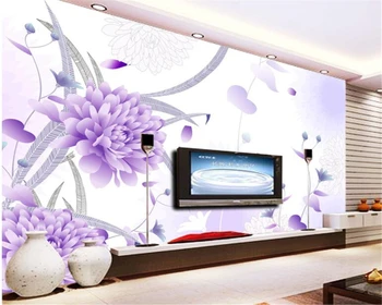 3D personalizat Fotografie Tapet Modern Floare Violet Murală Living, Dormitor, TV imagini de fundal de Fundal pentru camera de zi beibehang