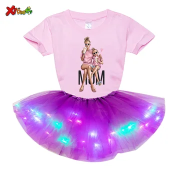 Fete Maneci Scurte T-shirt+Rochii Seturi de Copii Princess Rochii de Fete de Cauzalitate Poarte Rochie 3-8Years Fete Rochie Petrecere Rochie