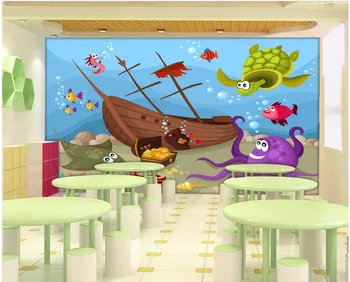 Foto personalizat tapet 3d de Desene animate lume submarin pirați scufundat comoara cameră decor Acasă 3d picturi murale tapet pentru perete 3 d