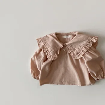 Fete Rever Bluza Tricot Mâneci Evazate Cămașă Cu Mâneci Lungi De Primăvară De Toamnă Bumbac Carouri Copii Fata Bluze Bluza Haine Pentru Copii