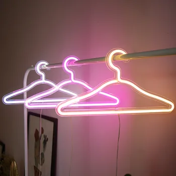 LED-uri Lumina de Neon Umerase pentru Haine Fashion Haine Rack USB Stralucitoare Haine Cuier Organizatorii decorare Camera de Depozitare Acasă 2022