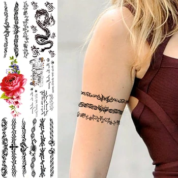 Fluture Floare De Viță De Vie Tatuaje Temporare Pentru Femei Barbati Dragon Realist Rose Cross Scorpion Autocolant Tatuaj Fals Sexy Tatuaje Adult